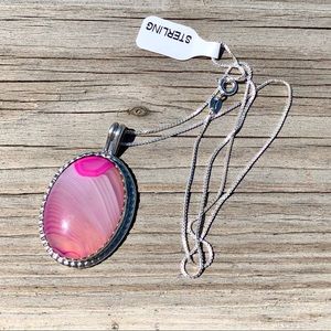 Sterling silver pink stone necklace